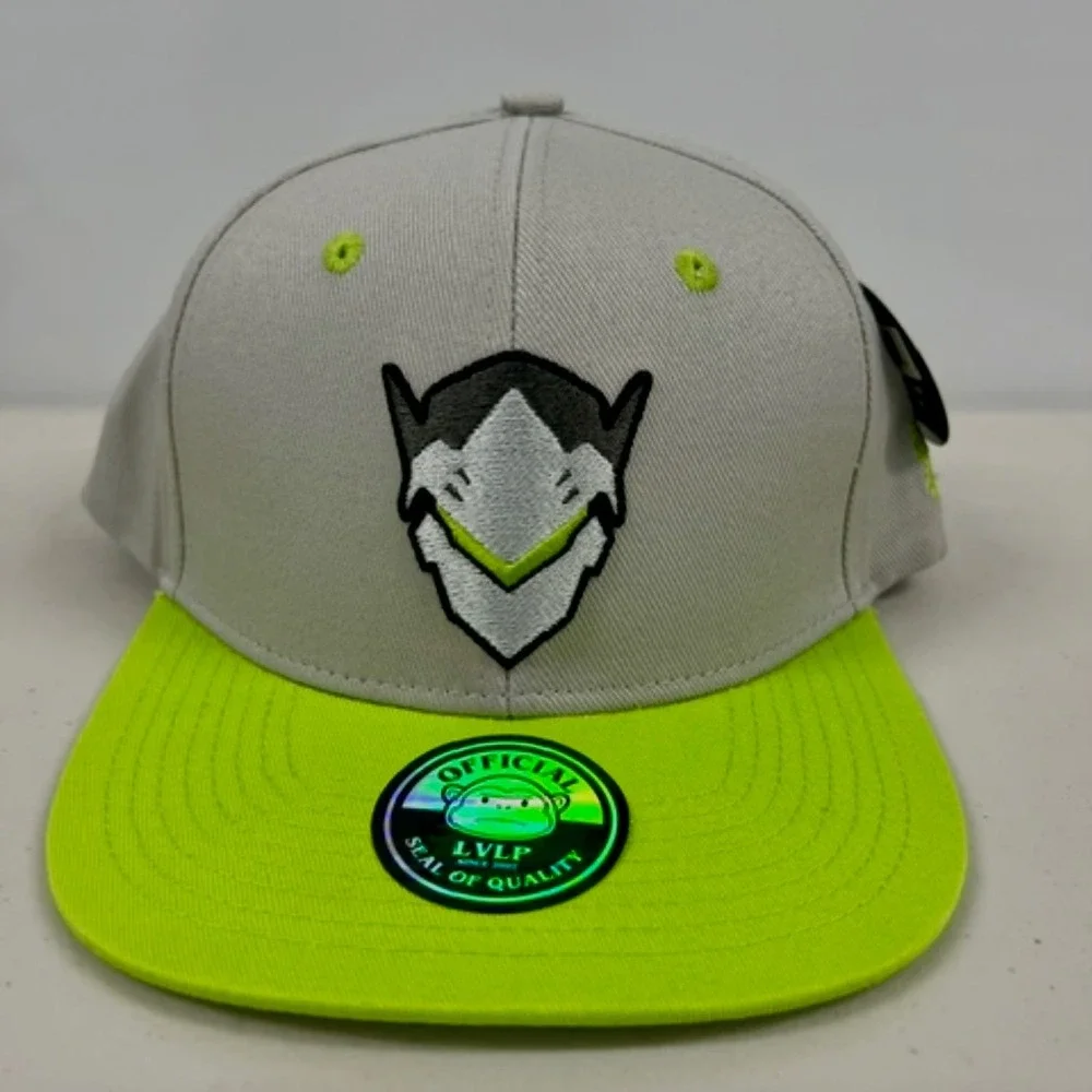 Overwatch Genji Snapback Hat Blizzard Grey Neon Green Gaming Cap New